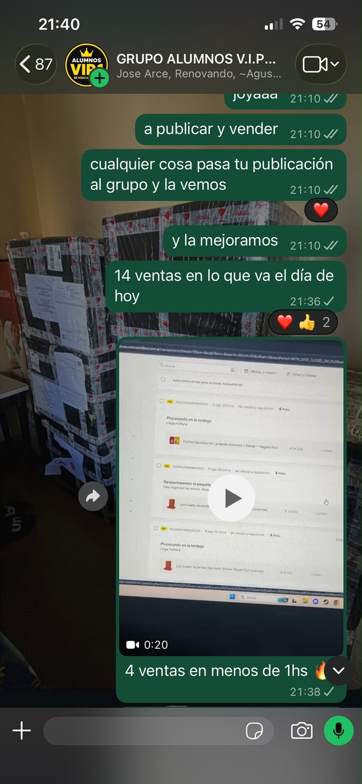 Captura de alumno 5 de 9: ventas reales en Mercado Libre