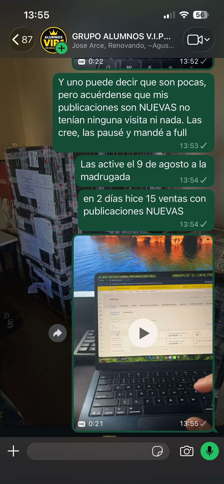 Captura de alumno 6 de 9: ventas reales en Mercado Libre